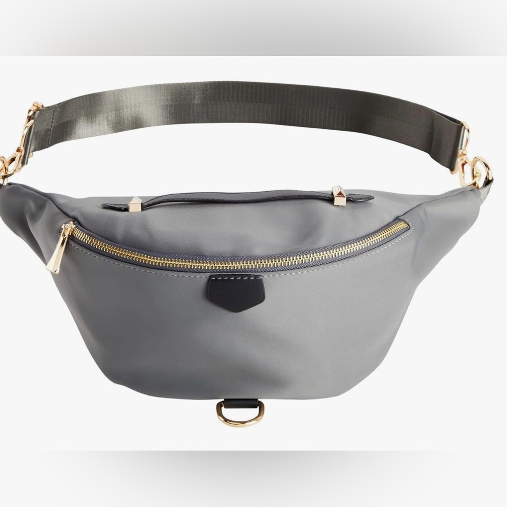 Gray oversized Fanny pack crossbody bag